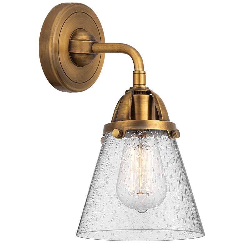Image 1 Nouveau 2 Cone 6" Incandescent Sconce - Brass Finish - Seedy Shade