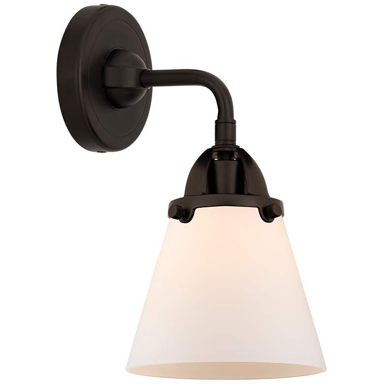 Image 1 Nouveau 2 Cone 6" Incandescent Sconce - Bronze Finish - Matte White Sh
