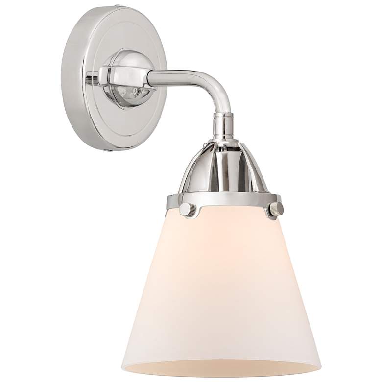 Image 1 Nouveau 2 Cone 6" Incandescent Sconce - Chrome Finish - Matte White Sh
