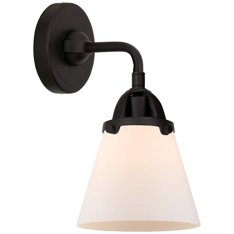 Image 1 Nouveau 2 Cone 6" Incandescent Sconce - Matte Black - Matte White Shad