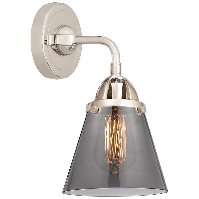 Image 1 Nouveau 2 Cone 6" Incandescent Sconce - Nickel Finish - Plated Smoke S