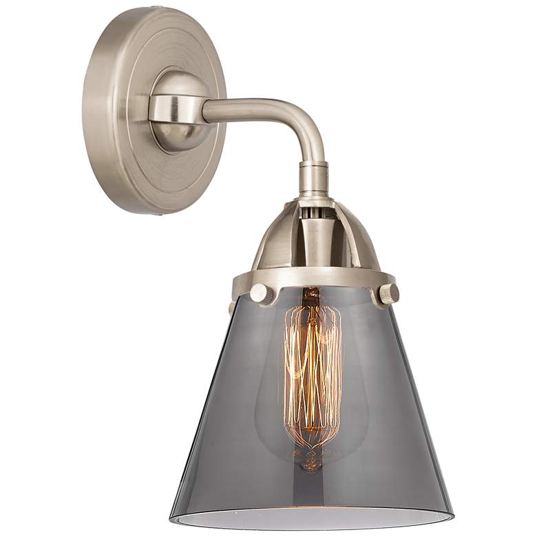 Image 1 Nouveau 2 Cone 6" Incandescent Sconce - Nickel Finish - Plated Smoke S