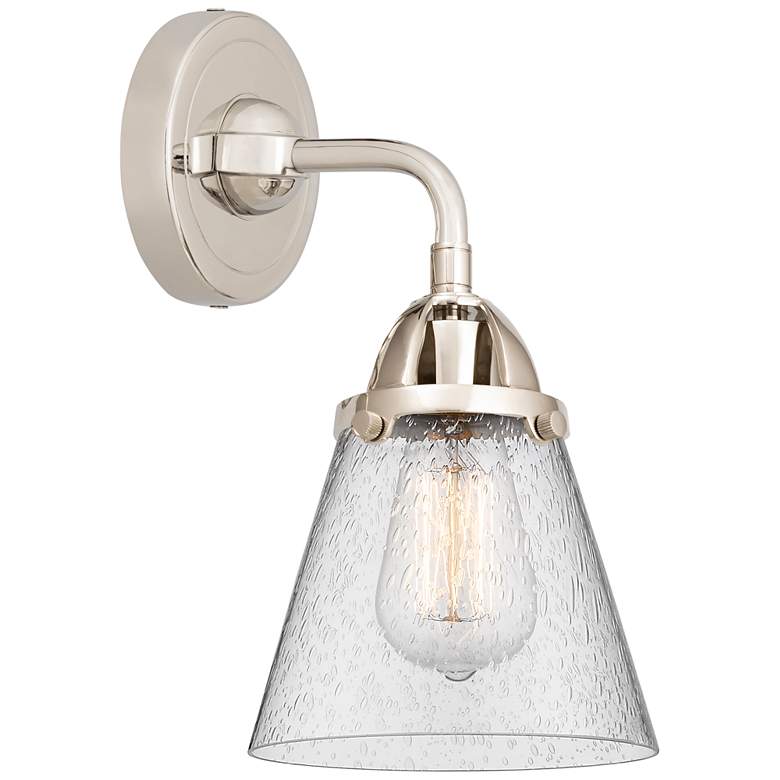 Image 1 Nouveau 2 Cone 6" Incandescent Sconce - Nickel Finish - Seedy Shade