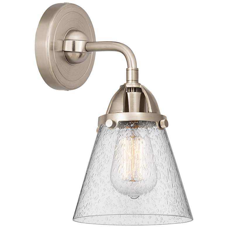 Image 1 Nouveau 2 Cone 6" Incandescent Sconce - Nickel Finish - Seedy Shade