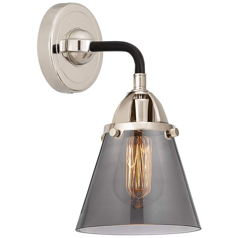 Image 1 Nouveau 2 Cone 6" LED Sconce - Black Nickel Finish - Plated Smoke Shad