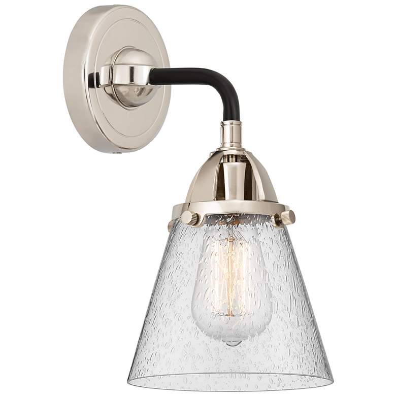 Image 1 Nouveau 2 Cone 6" LED Sconce - Black Nickel Finish - Seedy Shade