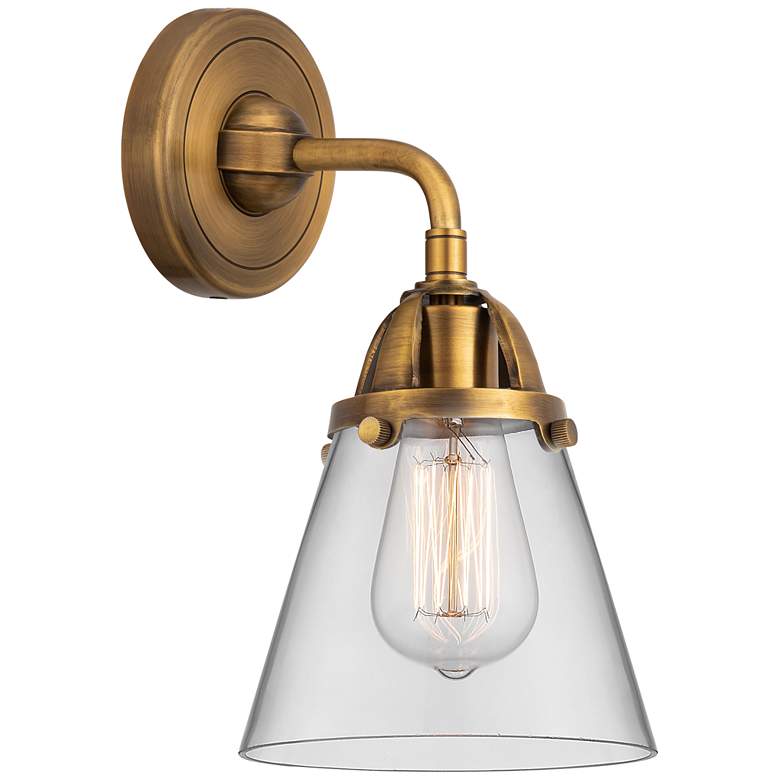 Image 1 Nouveau 2 Cone 6" LED Sconce - Brass Finish - Clear Shade