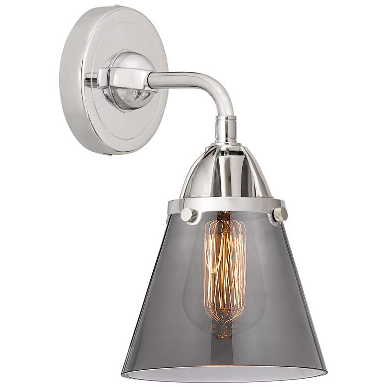 Image 1 Nouveau 2 Cone 6" LED Sconce - Chrome Finish - Plated Smoke Shade