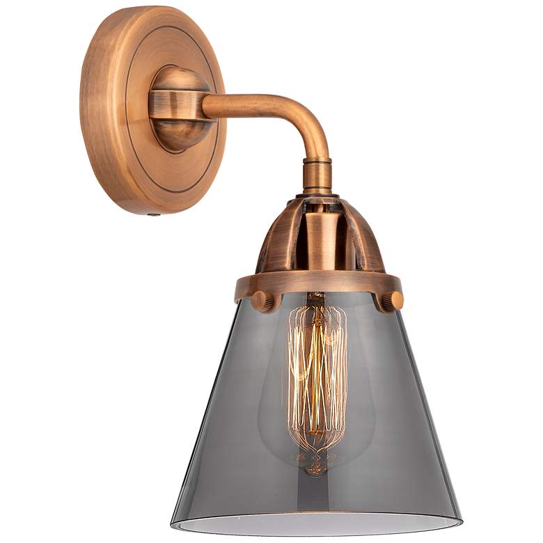 Image 1 Nouveau 2 Cone 6" LED Sconce - Copper Finish - Plated Smoke Shade