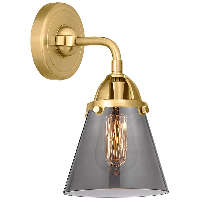 Image 1 Nouveau 2 Cone 6" LED Sconce - Gold Finish - Plated Smoke Shade