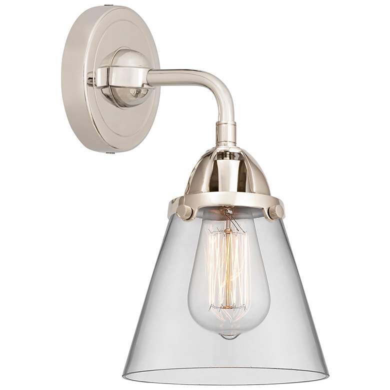 Image 1 Nouveau 2 Cone 6" LED Sconce - Nickel Finish - Clear Shade