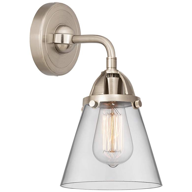 Image 1 Nouveau 2 Cone 6" LED Sconce - Nickel Finish - Clear Shade