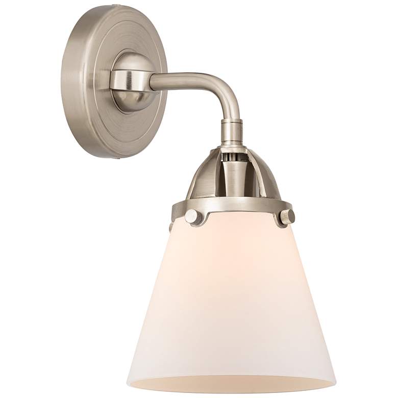 Image 1 Nouveau 2 Cone 6" LED Sconce - Nickel Finish - Matte White Shade