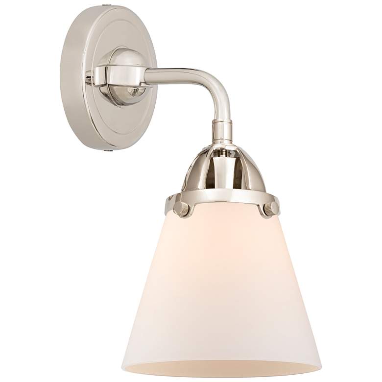 Image 1 Nouveau 2 Cone 6" LED Sconce - Nickel Finish - Matte White Shade