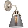 Nouveau 2 Cone 6" LED Sconce - Nickel Finish - Plated Smoke Shade