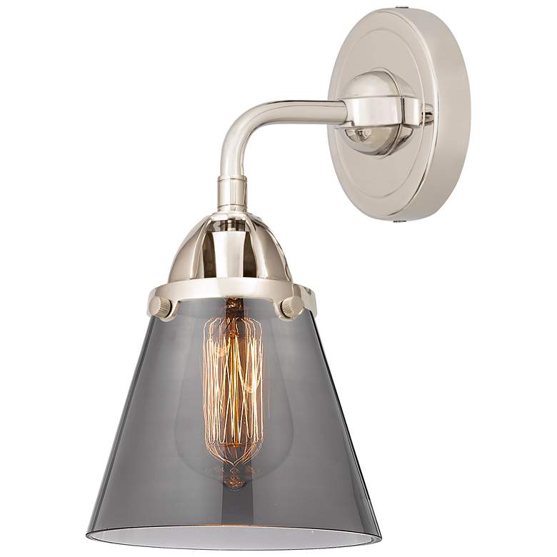 Image 1 Nouveau 2 Cone 6" LED Sconce - Nickel Finish - Plated Smoke Shade