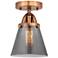 Nouveau 2 Cone 6" LED Semi-Flush Mount - Antique Copper - Plated Smoke