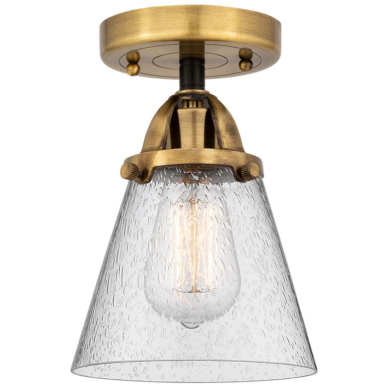 Image 1 Nouveau 2 Cone 6" LED Semi-Flush Mount - Black Antique Brass - Seedy