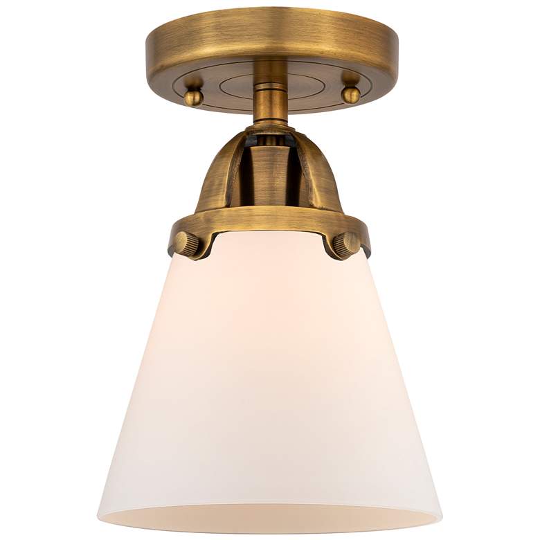 Image 1 Nouveau 2 Cone 6" LED Semi-Flush Mount - Brushed Brass - Matte White