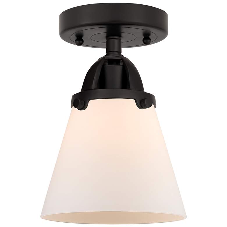 Image 1 Nouveau 2 Cone 6" LED Semi-Flush Mount - Matte Black - Matte White