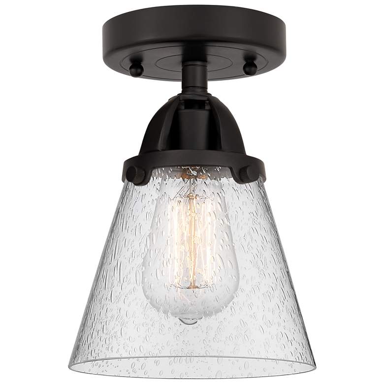 Image 1 Nouveau 2 Cone 6" LED Semi-Flush Mount - Matte Black - Seedy Shade