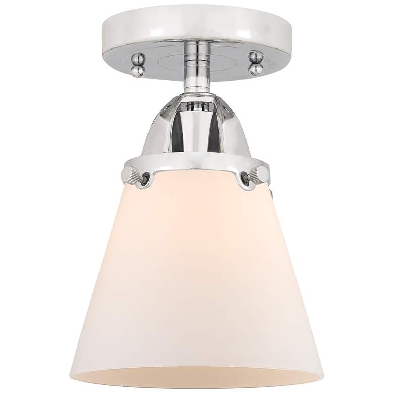 Image 1 Nouveau 2 Cone 6" LED Semi-Flush Mount - Polished Chrome - Matte White