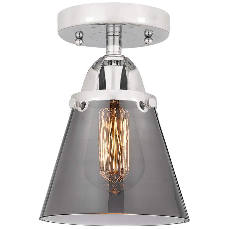 Image 1 Nouveau 2 Cone 6" LED Semi-Flush Mount - Polished Chrome - Plated Smok