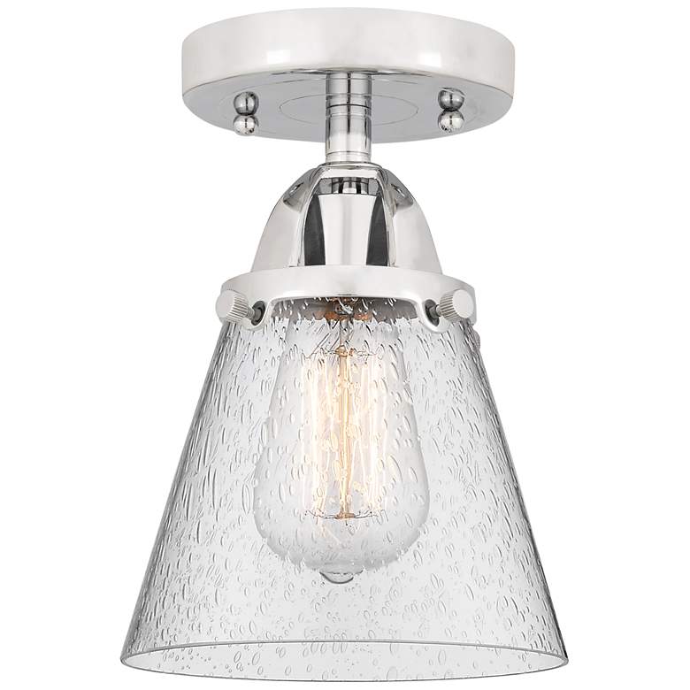 Image 1 Nouveau 2 Cone 6" LED Semi-Flush Mount - Polished Chrome - Seedy Shade