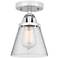 Nouveau 2 Cone 6" LED Semi-Flush Mount - Polished Chrome - Seedy Shade