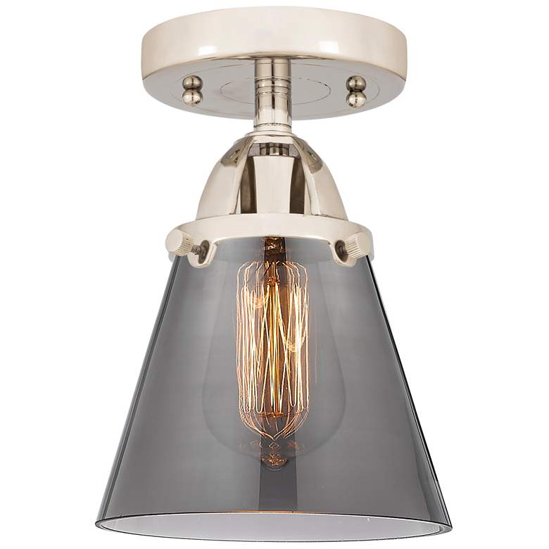 Image 1 Nouveau 2 Cone 6" LED Semi-Flush Mount - Polished Nickel - Plated Smok