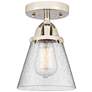 Nouveau 2 Cone 6" LED Semi-Flush Mount - Polished Nickel - Seedy Shade