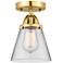 Nouveau 2 Cone 6" LED Semi-Flush Mount - Satin Gold - Clear Shade