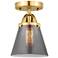 Nouveau 2 Cone 6" LED Semi-Flush Mount - Satin Gold - Plated Smoke