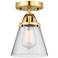 Nouveau 2 Cone 6" LED Semi-Flush Mount - Satin Gold - Seedy Shade