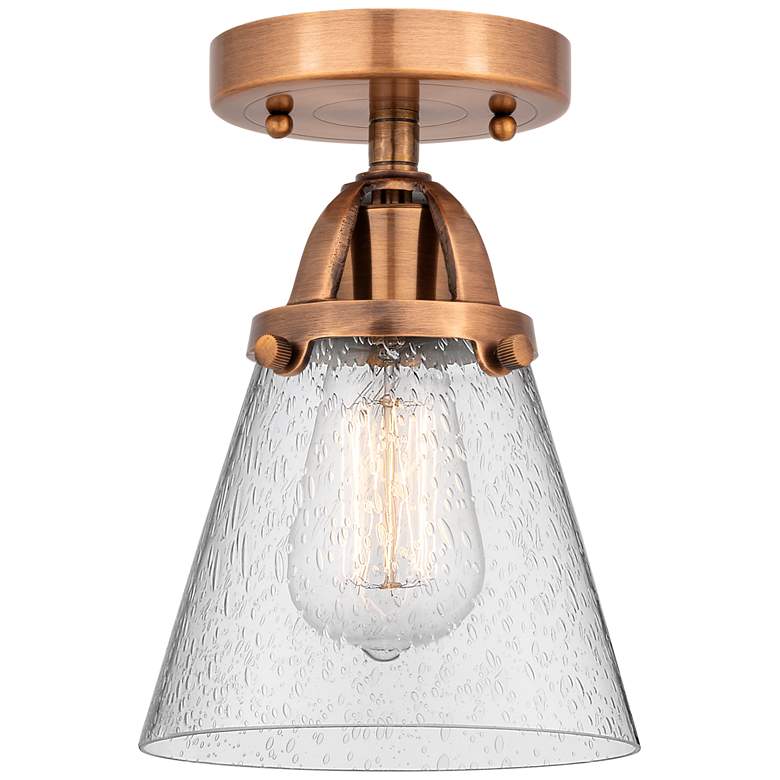 Image 1 Nouveau 2 Cone 6" Semi-Flush Mount - Antique Copper - Seedy Shade