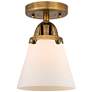 Nouveau 2 Cone 6" Semi-Flush Mount - Brushed Brass - Matte White Shade