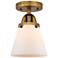Nouveau 2 Cone 6" Semi-Flush Mount - Brushed Brass - Matte White Shade