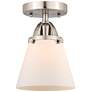 Nouveau 2 Cone 6" Semi-Flush Mount - Brushed Satin Nickel - Matte Whit