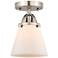 Nouveau 2 Cone 6" Semi-Flush Mount - Brushed Satin Nickel - Matte Whit
