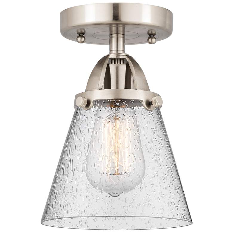 Image 1 Nouveau 2 Cone 6" Semi-Flush Mount - Brushed Satin Nickel - Seedy Shad