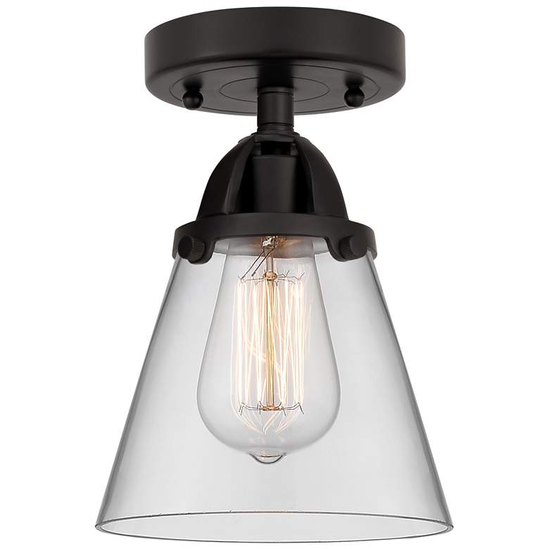 Image 1 Nouveau 2 Cone 6" Semi-Flush Mount - Matte Black - Clear Shade