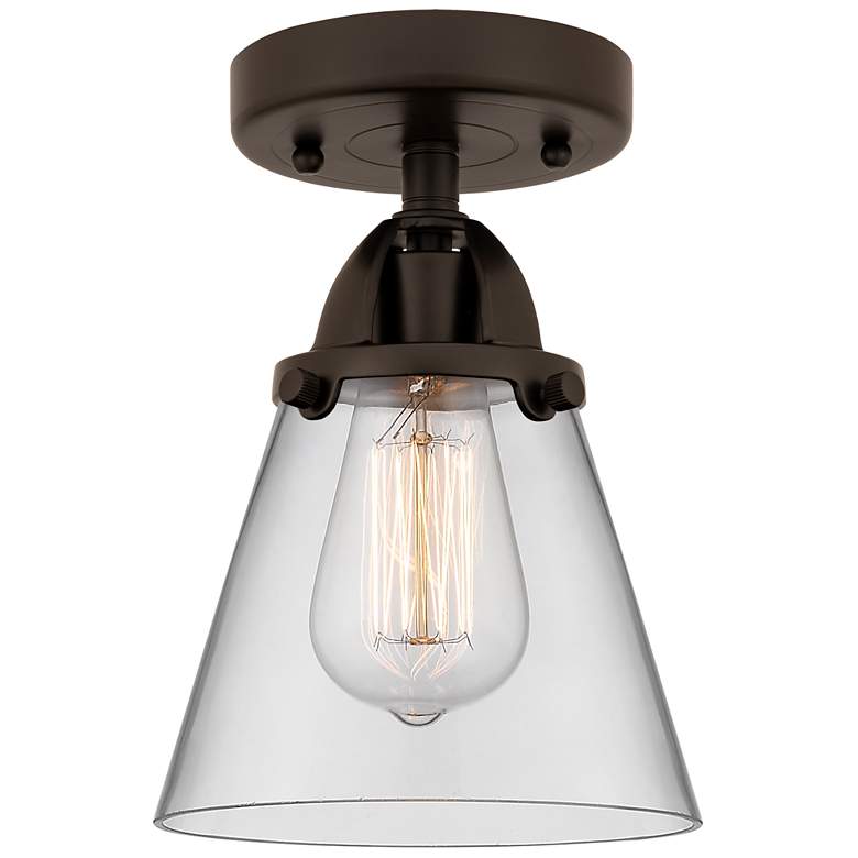 Image 1 Nouveau 2 Cone 6" Semi-Flush Mount - Oil Rubbed Bronze - Clear Shade