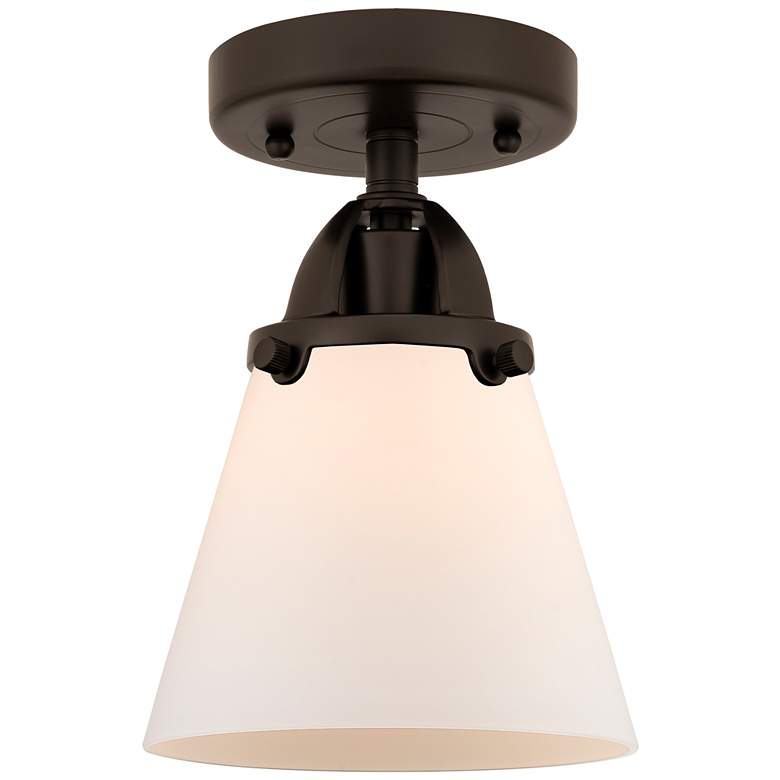 Image 1 Nouveau 2 Cone 6" Semi-Flush Mount - Oil Rubbed Bronze - Matte White