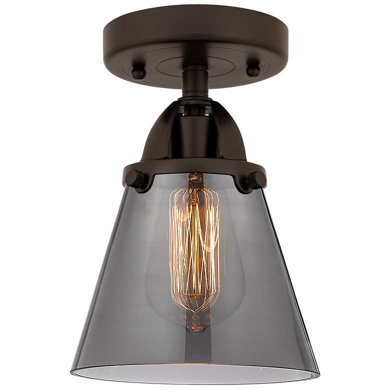 Image 1 Nouveau 2 Cone 6" Semi-Flush Mount - Oil Rubbed Bronze - Plated Smoke