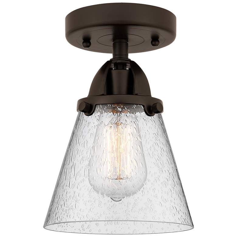 Image 1 Nouveau 2 Cone 6" Semi-Flush Mount - Oil Rubbed Bronze - Seedy Shade