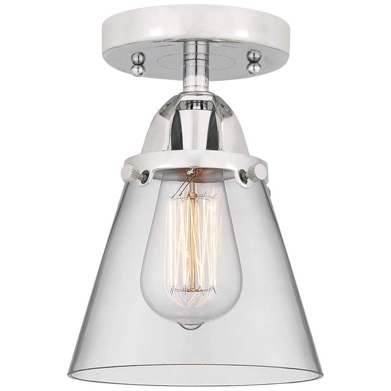 Image 1 Nouveau 2 Cone 6" Semi-Flush Mount - Polished Chrome - Clear Shade