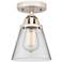 Nouveau 2 Cone 6" Semi-Flush Mount - Polished Nickel - Clear Shade
