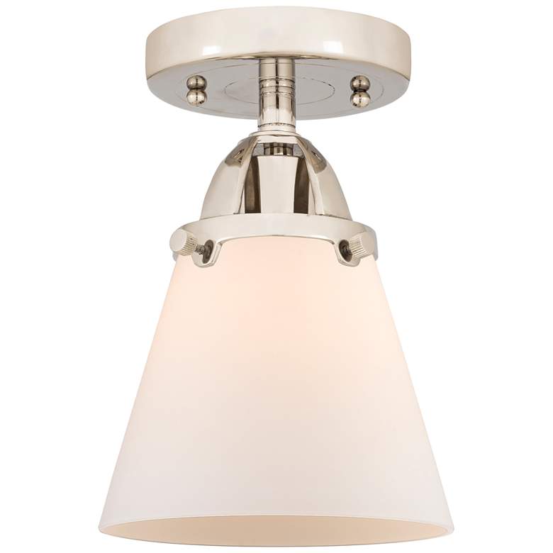 Image 1 Nouveau 2 Cone 6" Semi-Flush Mount - Polished Nickel - Matte White