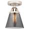 Nouveau 2 Cone 6" Semi-Flush Mount - Polished Nickel - Plated Smoke
