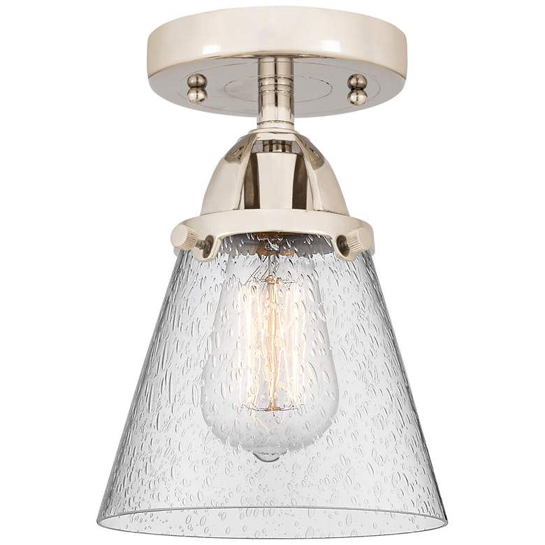 Image 1 Nouveau 2 Cone 6" Semi-Flush Mount - Polished Nickel - Seedy Shade